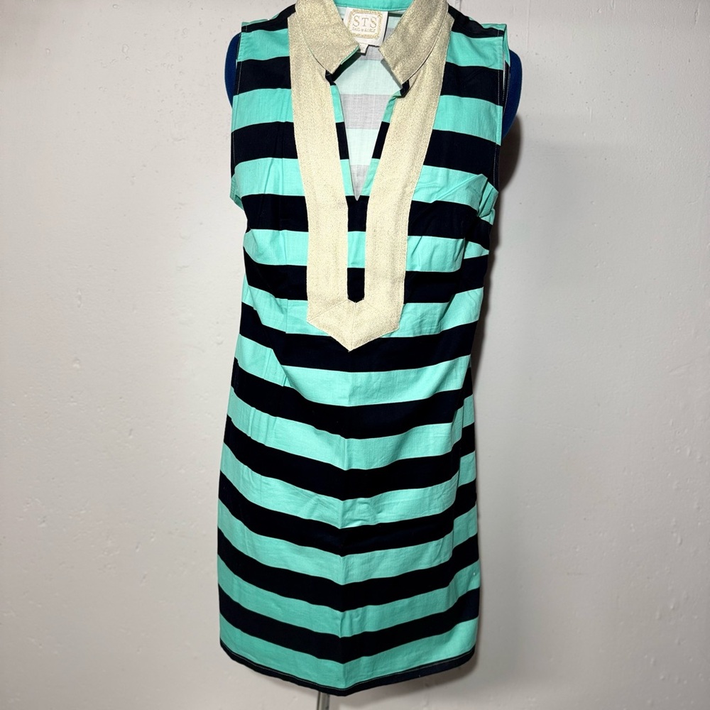 NWOT Navy Blue and Aqua Striped tunic Dress